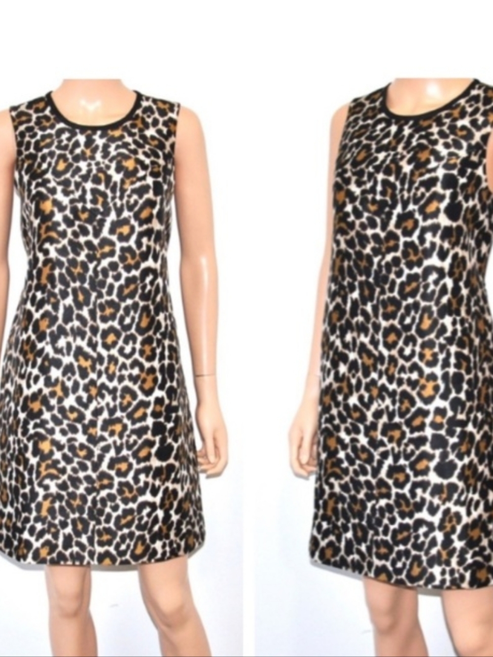 J. Crew Sleeveless Leopard Print Shift Dress - Black & Brown